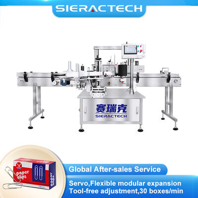 Calidad Máquina automática de etiquetado de doble lado para cajas de tornillo pequeñas con sistema de etiquetado servo de alta precisión fábrica