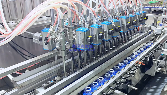 Kalite Robotlu Kutu Paketleme ile Yarı Otomatik Gaz Lambası Dolum Hattı | Esnek Sıvı Paketleme Çözümü fabrika
